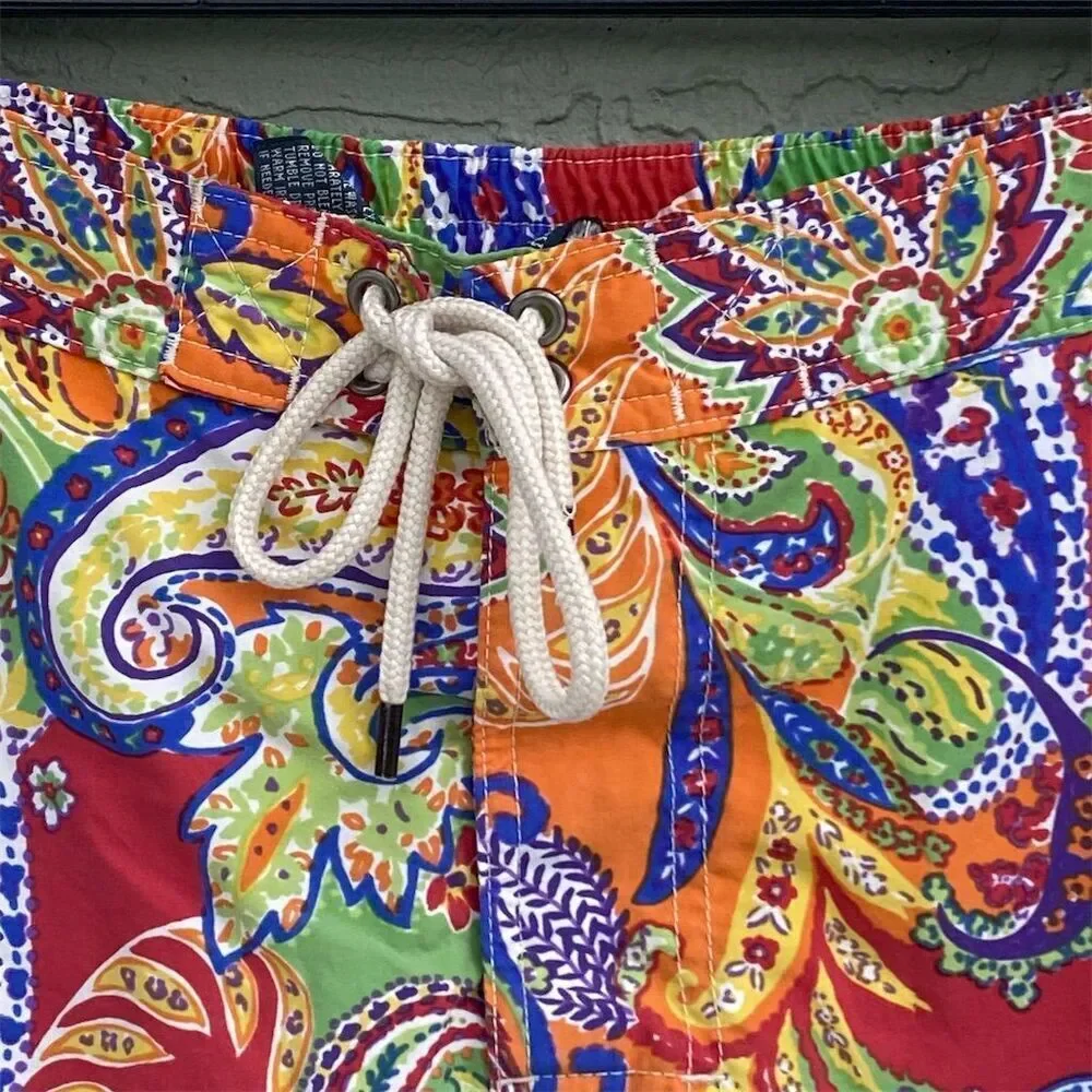 Vintage Polo Ralph Lauren Men's Multicolor Swim Shorts Size M Beach Pool